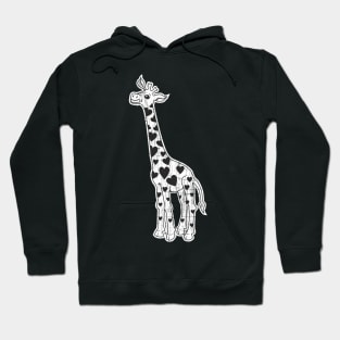 Cute Funny Giraffe With Hearty Fur Pattern Hoodie